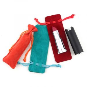 custom logo printed suede drawstring lipstick velvet pouches