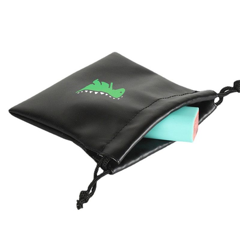 Black Faux Leather Drawstring Gift Pouches - Image 4