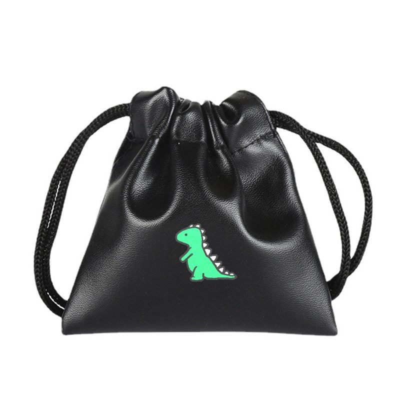 Black Faux Leather Drawstring Gift Pouches - Image 2