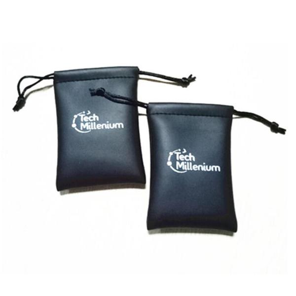 Black Faux Leather Drawstring Gift Pouches - Image 7