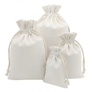 Rustic Canvas Cotton Drawstring Pouch Natural Color