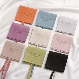 Flap microfiber ring pouch embossing logo multi-color