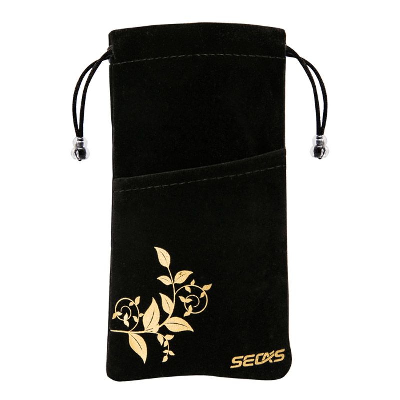 black suede powerbank drawstring pouch