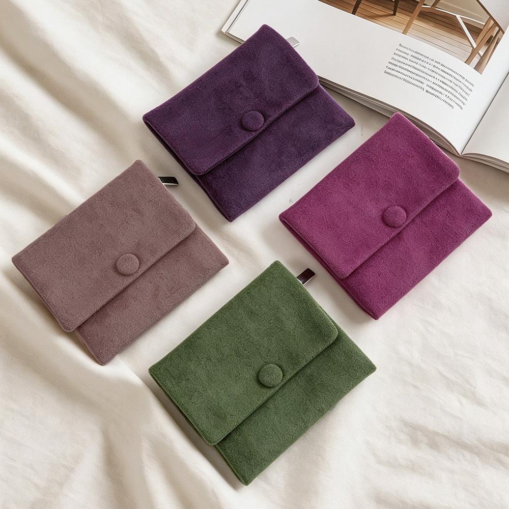 2-in-1 Dual Compartment Velvet Jewelry Pouch with Snap Button & Zipper Pocket