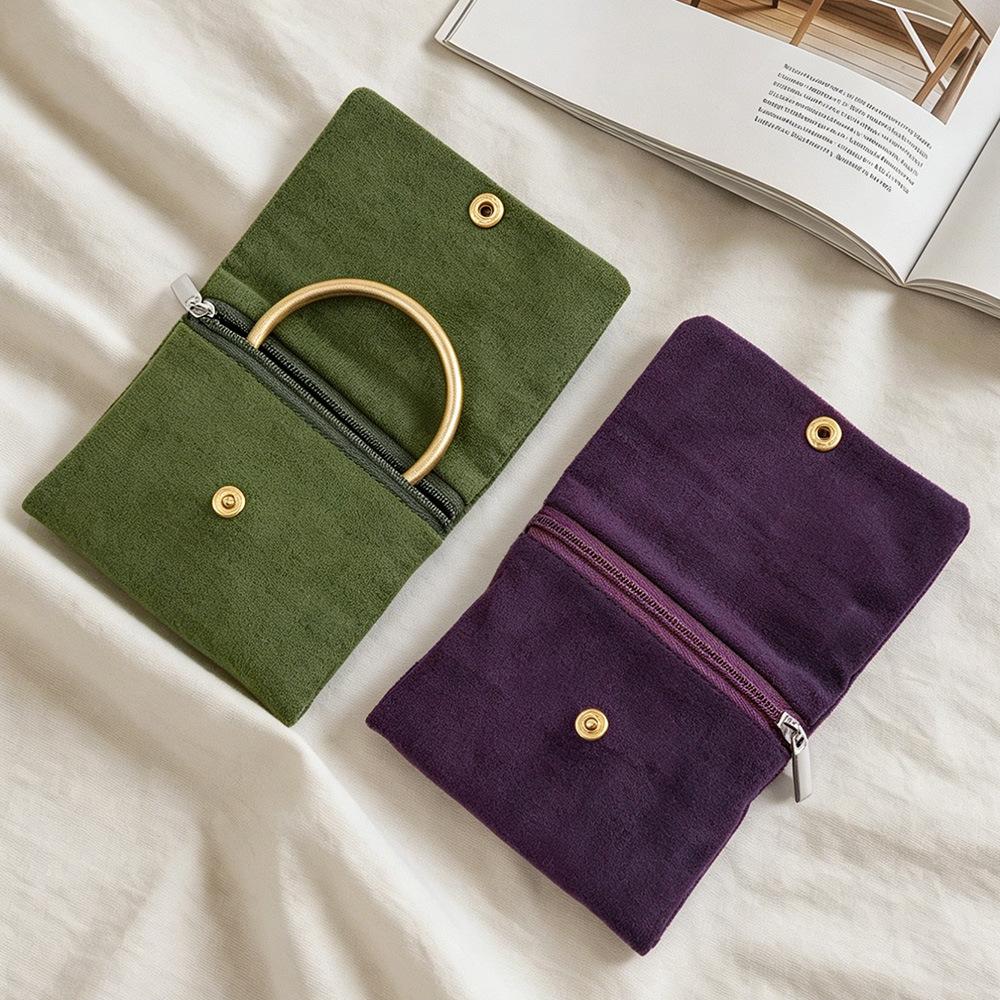 2-in-1 Dual Compartment Velvet Jewelry Pouch with Snap Button & Zipper Pocket - Image 7